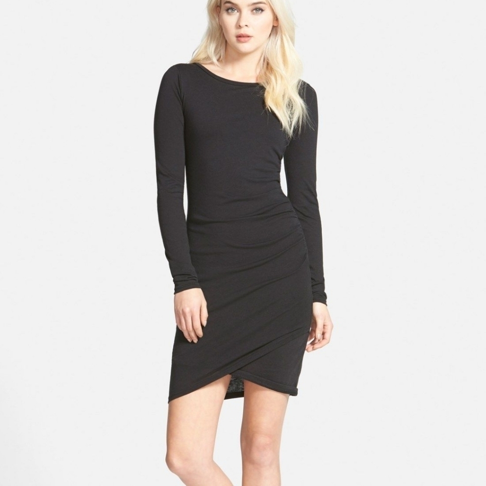 LEITH Black Ruched Dress